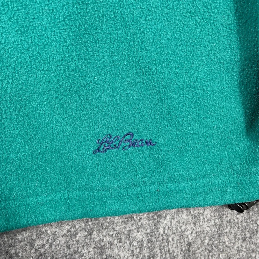 LL Bean Fleece Pullover Mens Large Teal 1/4 Zip Mock Neck Gorpcore 90s Vintage